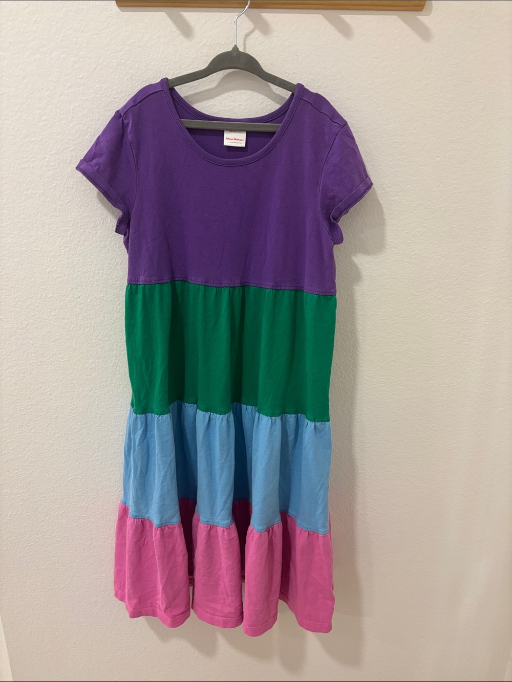 Hanna Andersson Purple Green Blue Pink Tiered Knit Dress - Colorblock